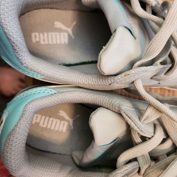 Puma Gray & Teal Leather Casual Lace Up Sneaker Size 6 - Picture 10 of 10